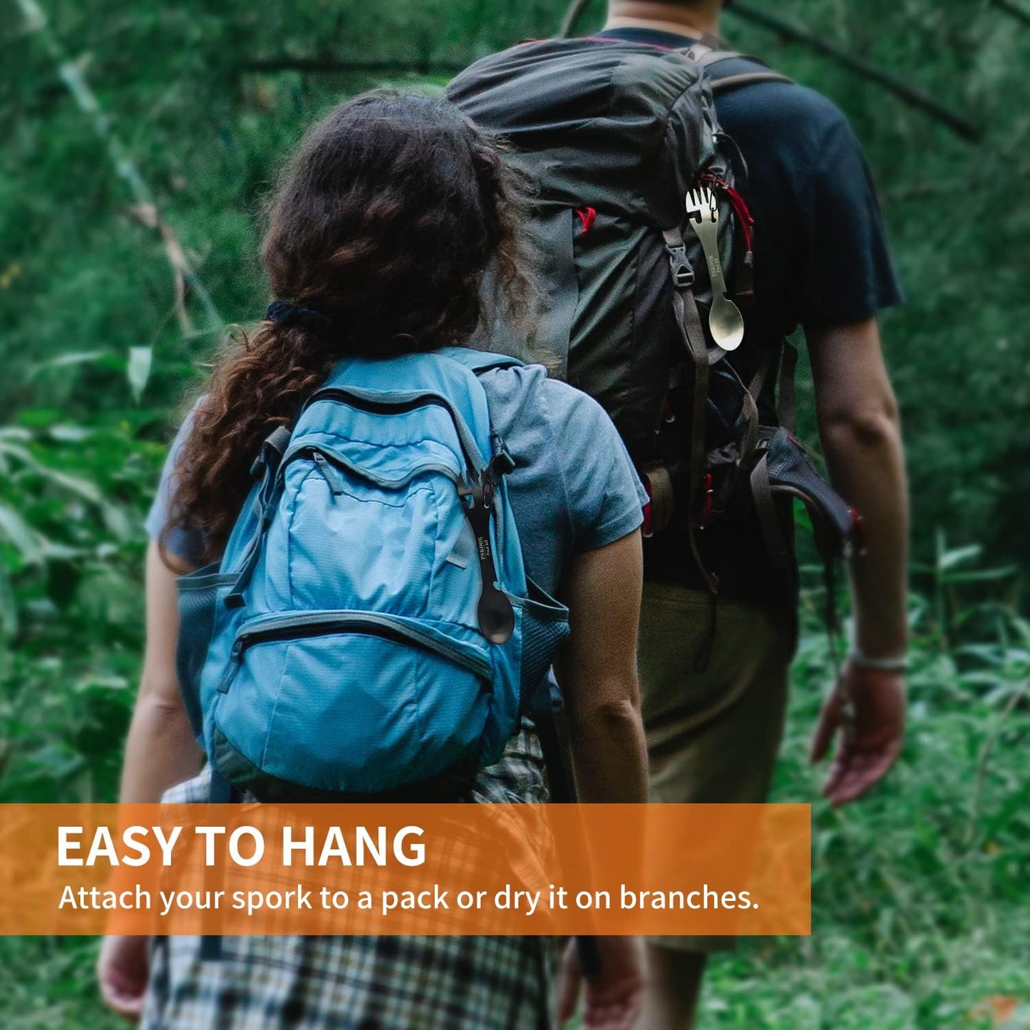 5-in-1 Utility Tactical Spork, Stainless Steel Spoon & Bottle Opener, Fork & Knife(Black)