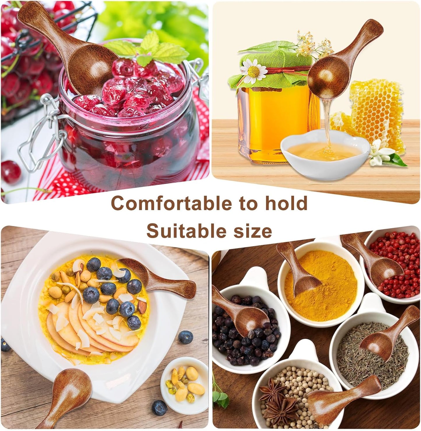 6pcs Small Wooden Spoons, 3.2inch Small Wooden Spoons for Honey, Brown Mini Wood Teaspoons for Tiny Eating Ice Cream Jars Spice Condiments Tea Bath Salt Coffee Sugar Jam Mustard Seasoning