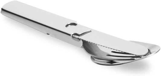 Compact 4 in 1 Utensil Set of Spoon Knife Fork and Bottle Can Opener Combo Military Camping Dinner