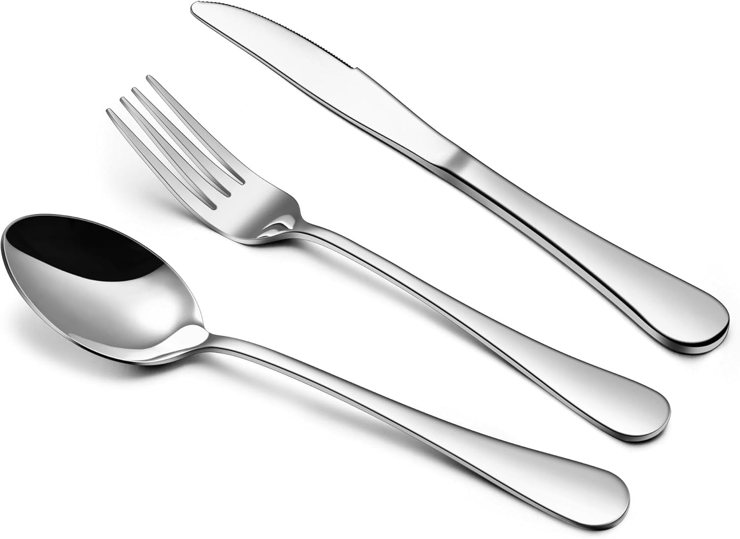 Forks Spoons and Knives Set for 4, 12 Pieces Stainless Steel Silverware Set, Food Grade Flatware Cutlery Set for Home Kitchen Restaurant, Mirror Finish, Dishwasher Safe