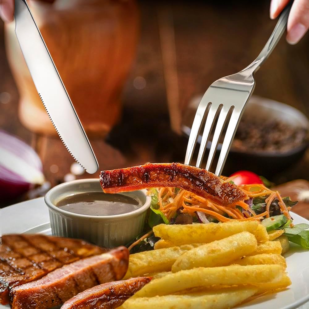 Dinner Forks Set, Food-Grade 18/8 Stainless Steel Forks Silverware, Mirror Polished, Dishwasher Safe - Set of 2, 8 Inches