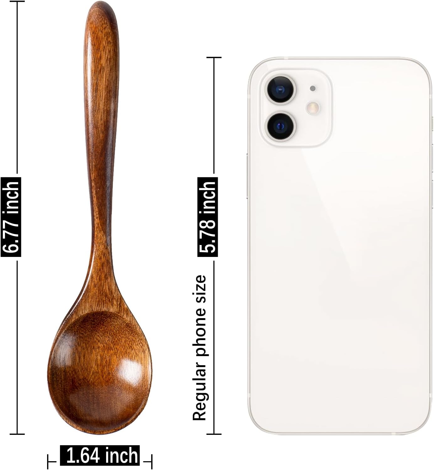 6 PCS Wooden Spoons for Honey, 6.7 inch Small Wooden Spoons - Terrific for Tea, Coffee & Soup, Little Wood Serving Table Spoon Set, Bulk Bamboo Teaspoon for Eating with Unique Design