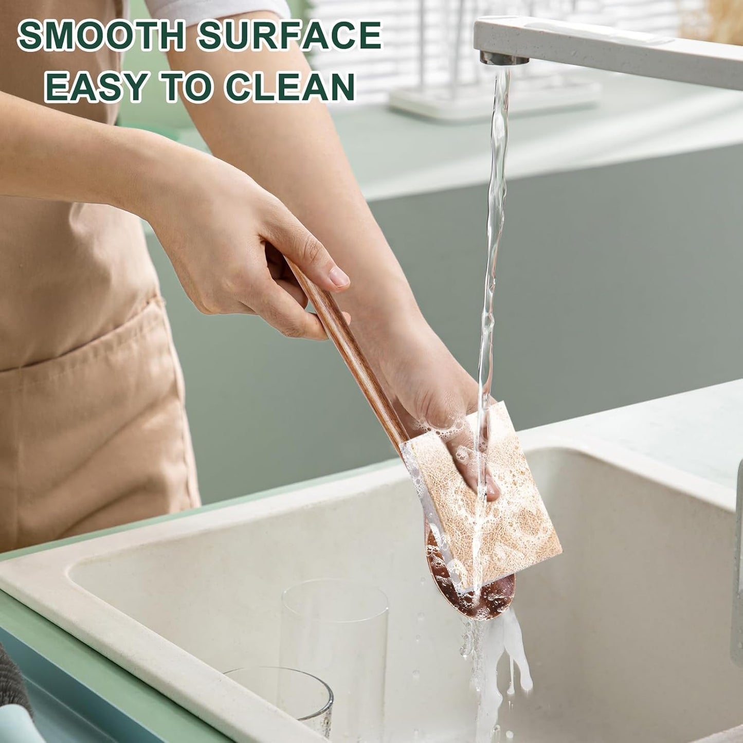 7PCS Wooden Spoons for Eating, 9.3Inch Large Wooden Ladles for Mixing Stirring Tasting and Baking, Extra Long Handle Spoons for Serving Pasta and Big Bulk Cooking Utensils Set