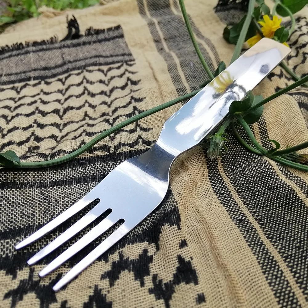 Compact 4 in 1 Utensil Set of Spoon Knife Fork and Bottle Can Opener Combo Military Camping Dinner