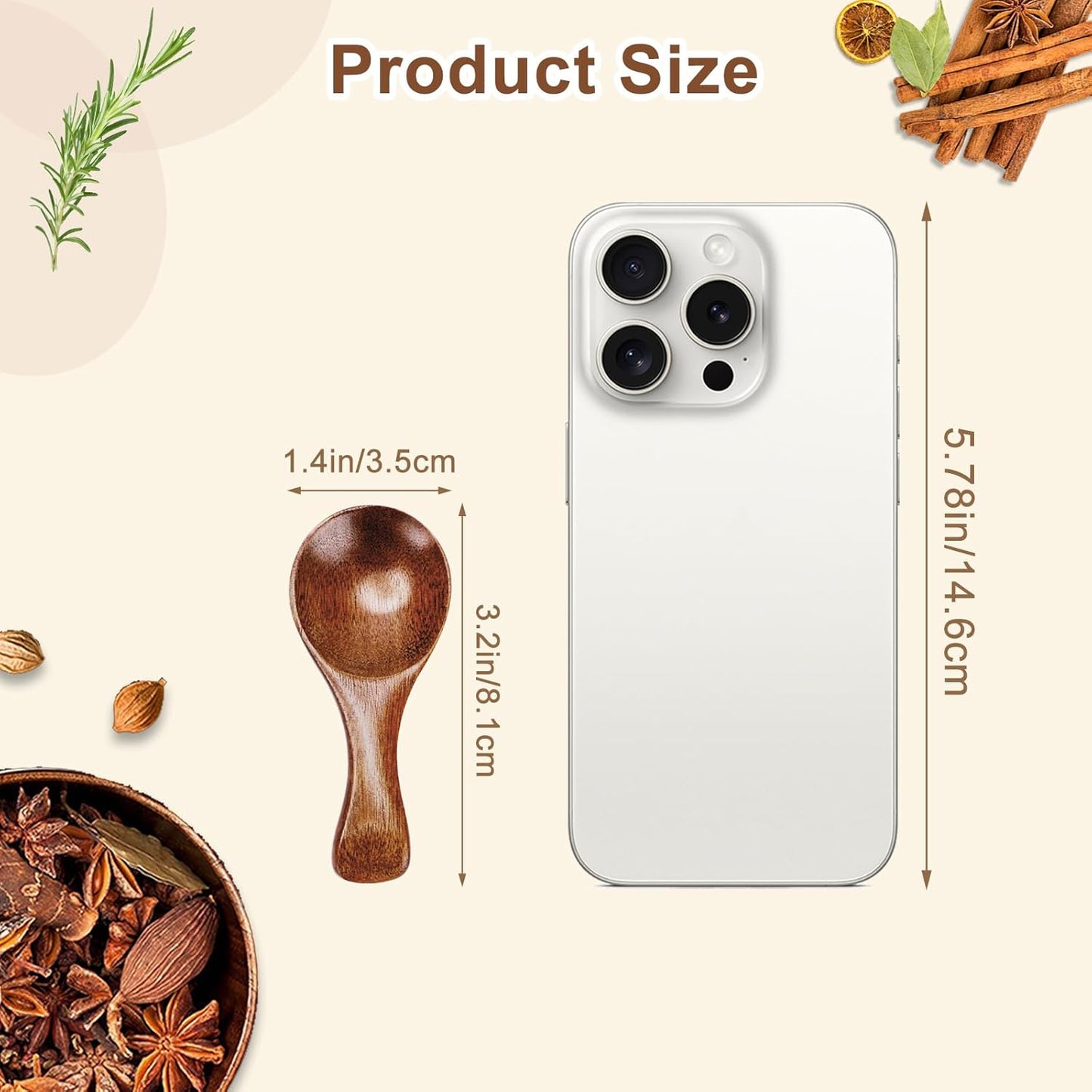 6pcs Small Wooden Spoons, 3.2inch Small Wooden Spoons for Honey, Brown Mini Wood Teaspoons for Tiny Eating Ice Cream Jars Spice Condiments Tea Bath Salt Coffee Sugar Jam Mustard Seasoning