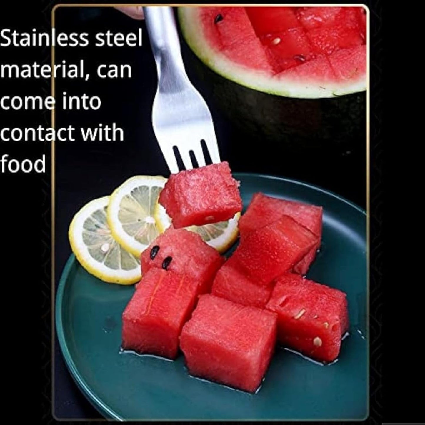 2PCS Watermelon Fork Slicer Cutter, Stainless Steel 2-in-1 Watermelon Fork Slicer, Stainless Steel Fruit Forks Slicer Knife For Family Parties Camping