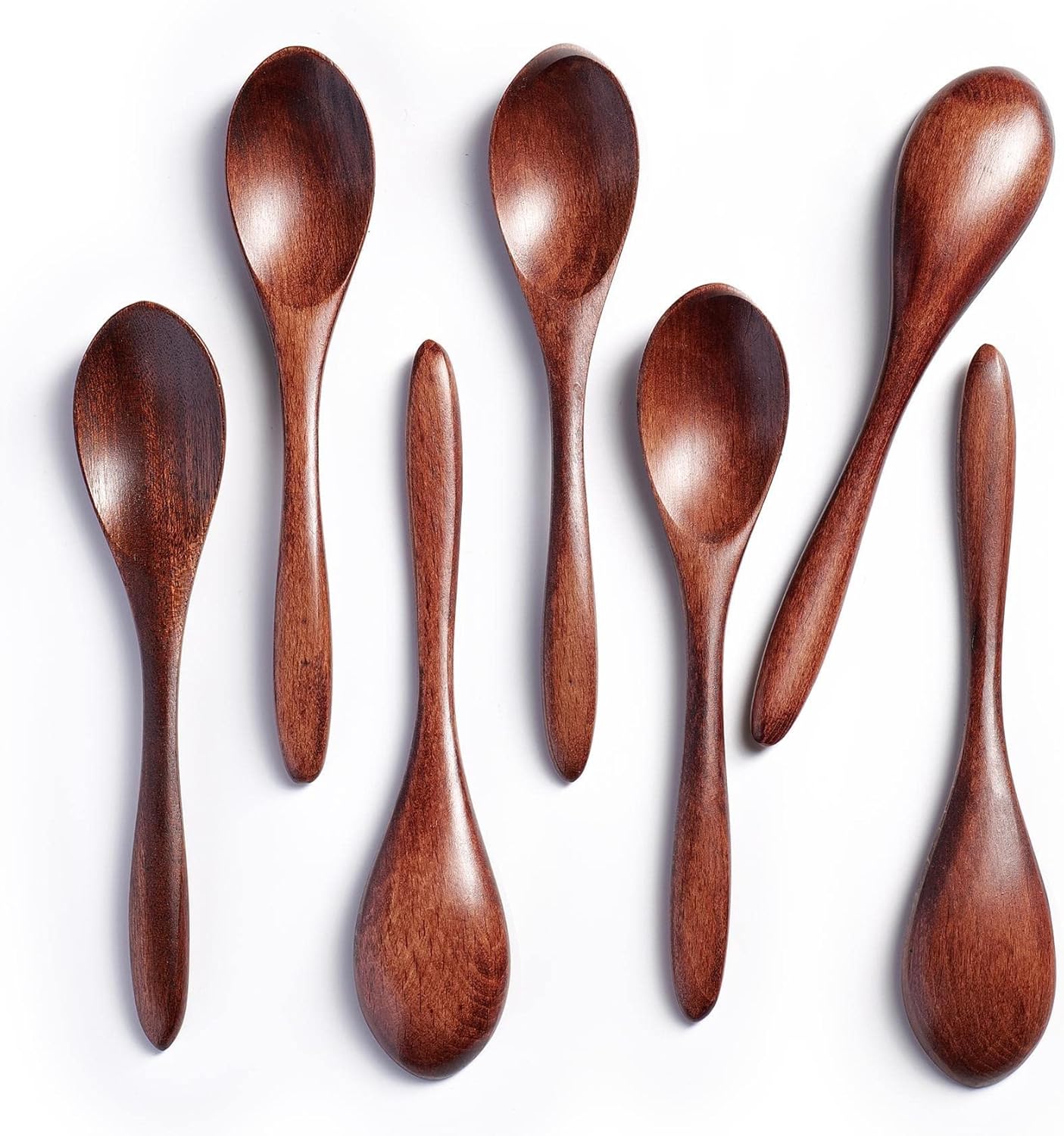 7 PCS Small Wooden Spoons, 5.8 Inch Honey Spoons for Tea, Hardwood Wooden Honey Teaspoon for Coffee, Little Tiny Wood Spoons, Bamboo Table Spoon for stirring, Wooden Spoons for Utensils Set